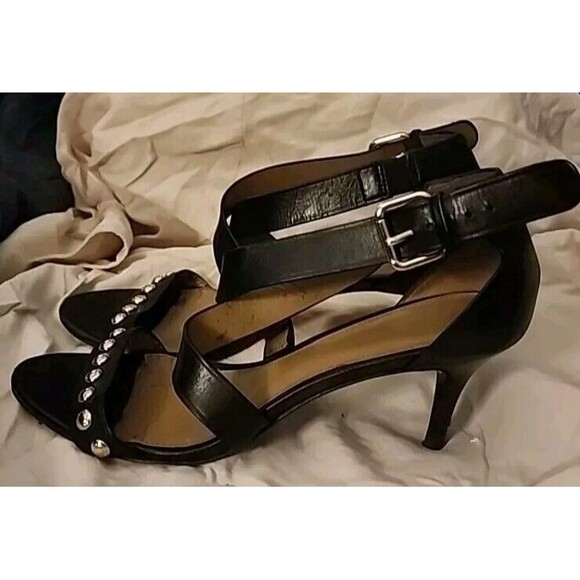 Coach Madison Heel Bead-Trim Leather Pump Black Size 7.5 B‎ - Picture 5 of 11